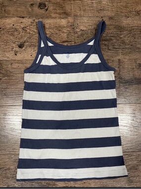 Brandy Melville Navy and White Striped Tank Top